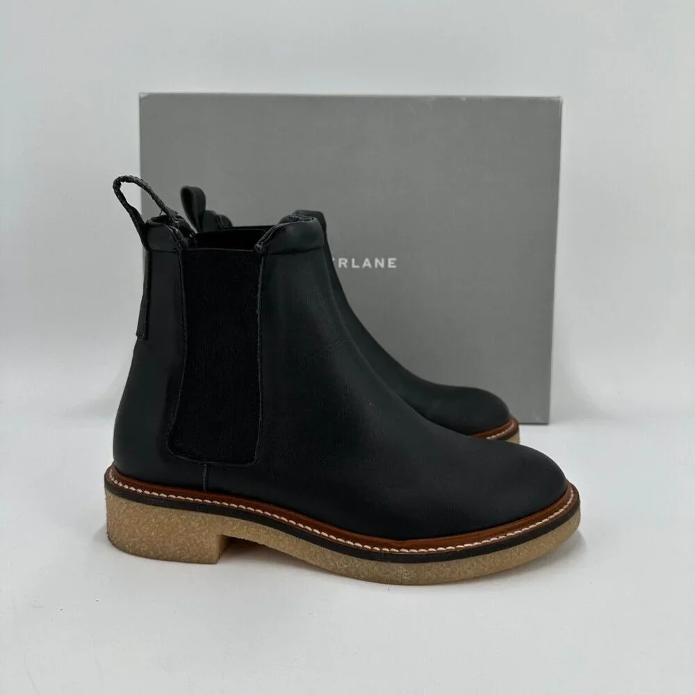 Everlane The Italian Leather Chelsea Boot in Black size 5 Women's Gum Outsole